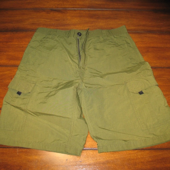 Side Out Sideout Men's 34 Swim Trunks Shorts 100% Nylon Olive Green B6 - Picture 2 of 2